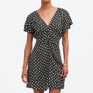 Madewell Ruched V-Neck Mini Dress in Floral Size 8